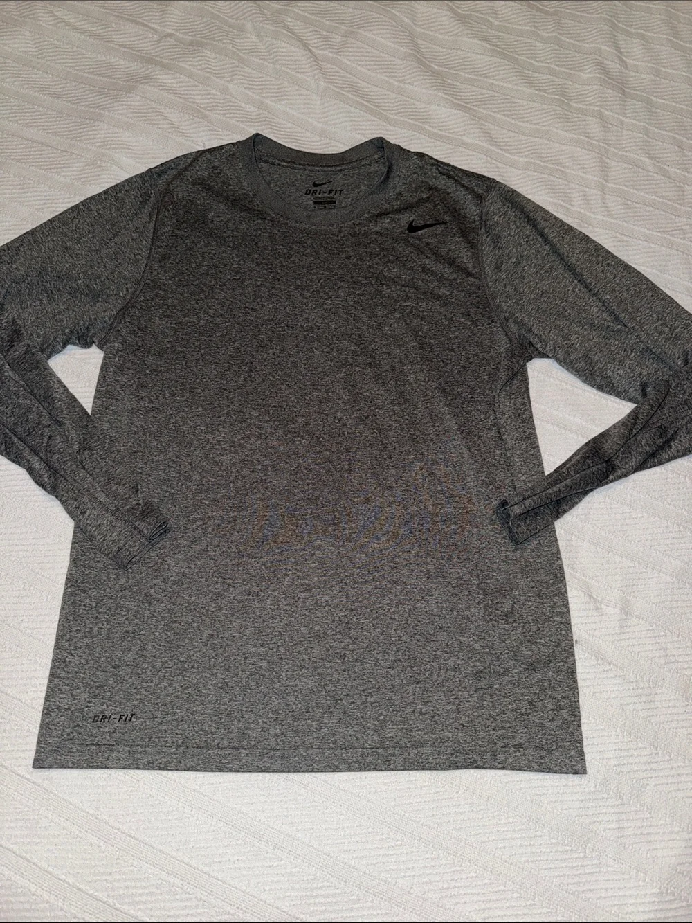Nike Dri-FIT Long Sleeve Crew Shirt - Dark Heather Gray